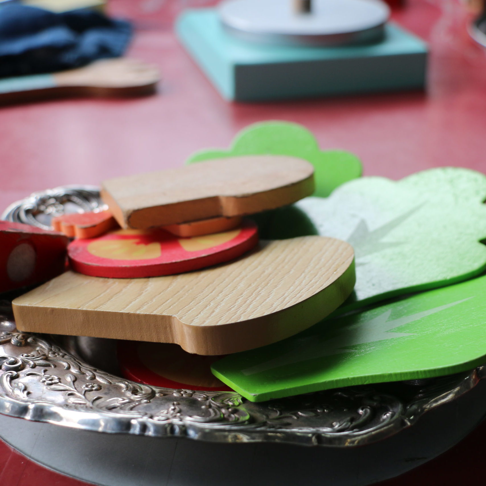 play food in silver plate