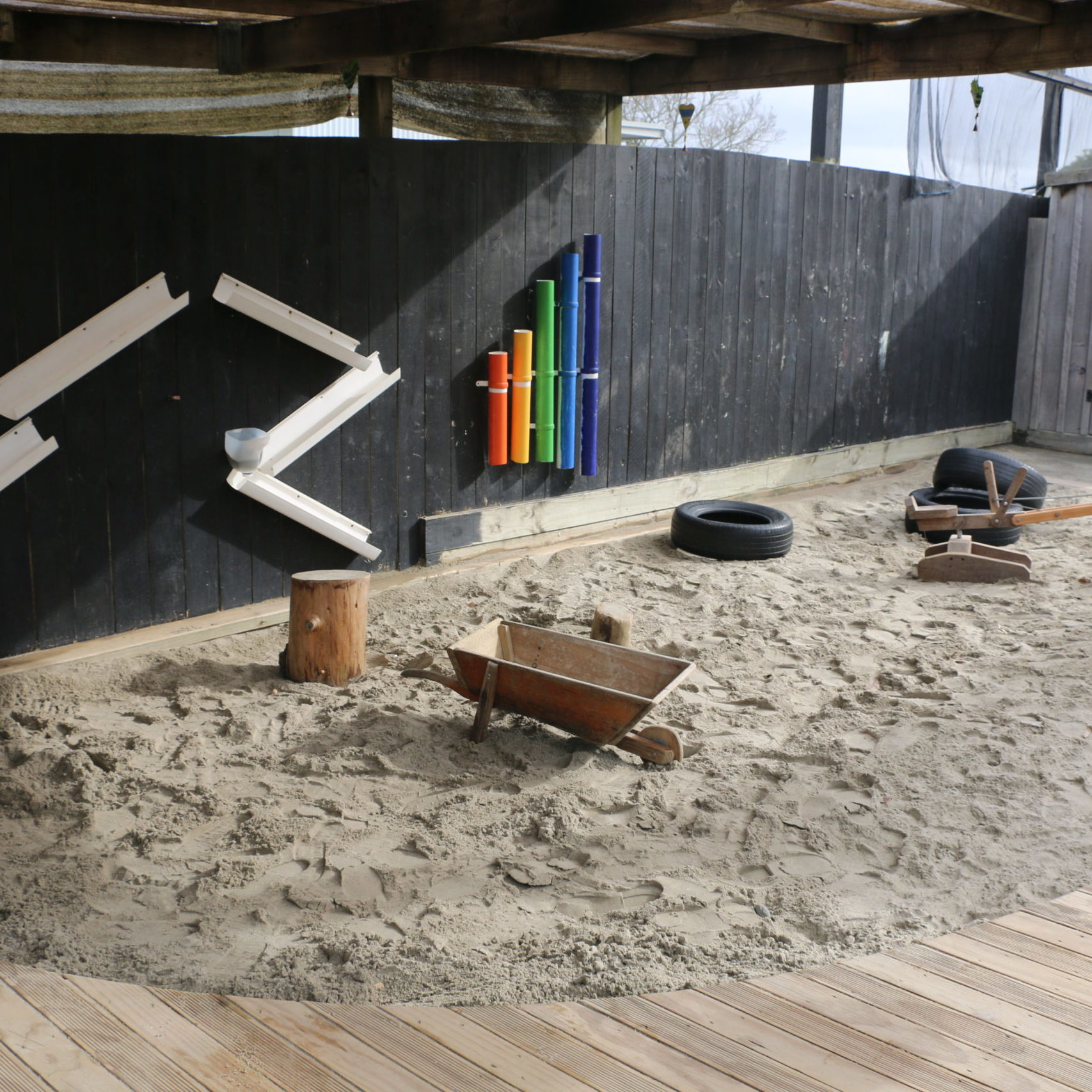wide shot of preschool sandpit