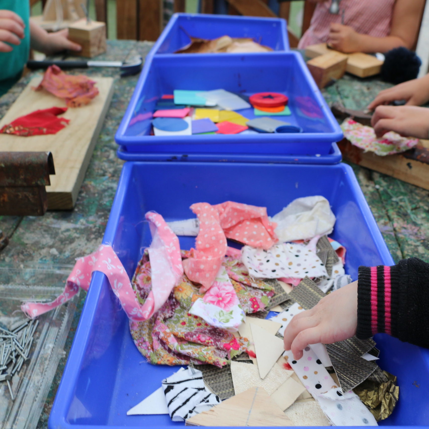 Children picking material for their crafts