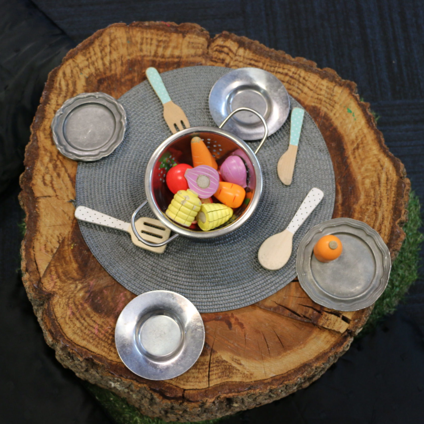 Children's pretend food play set up