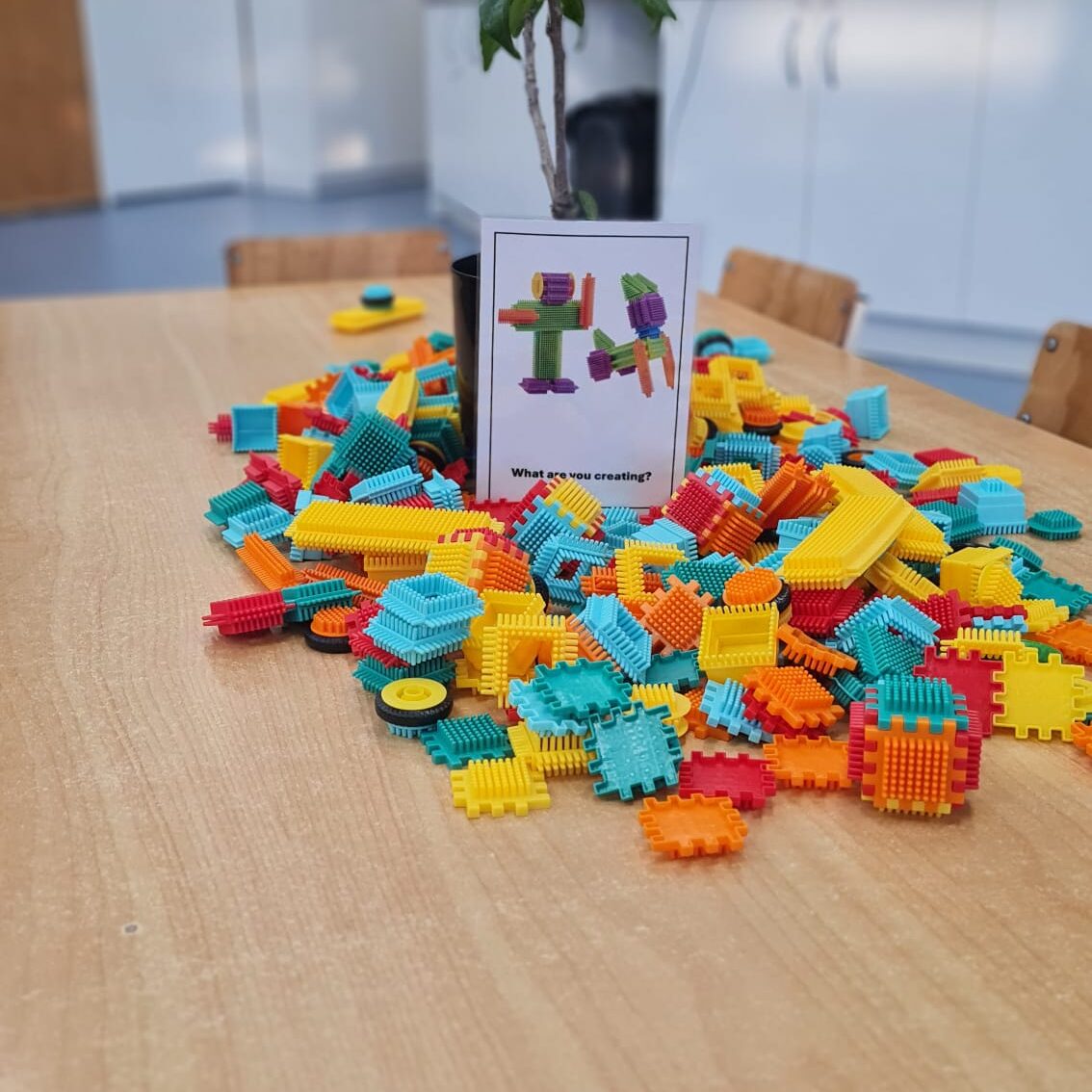 Stickle bricks provocation, imagination, creative, building, hand eye coordination